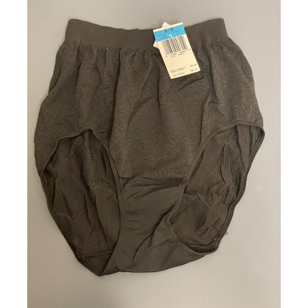 Vintage Barely There Hi-Rise Panties Briefs Women Size 8/9 XL Black Nylon New